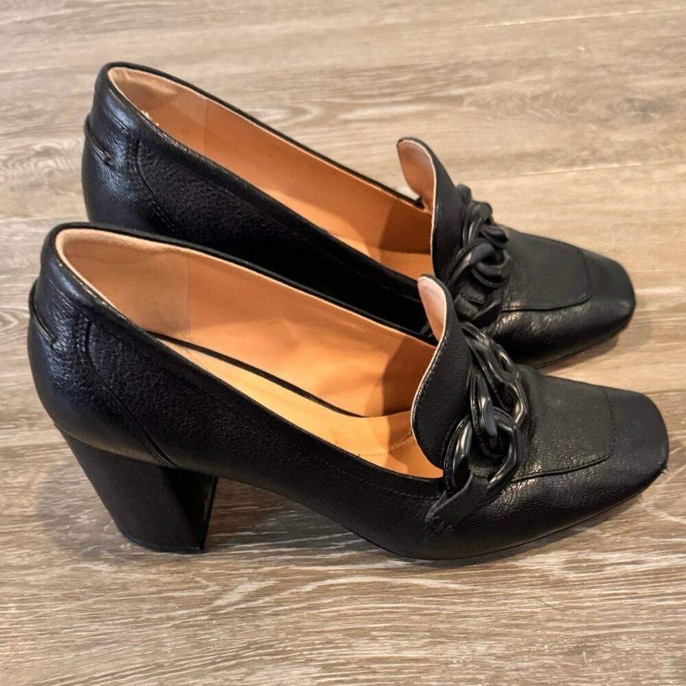 Cole Haan Black Leather Chain Loafers - Picture 2 of 5